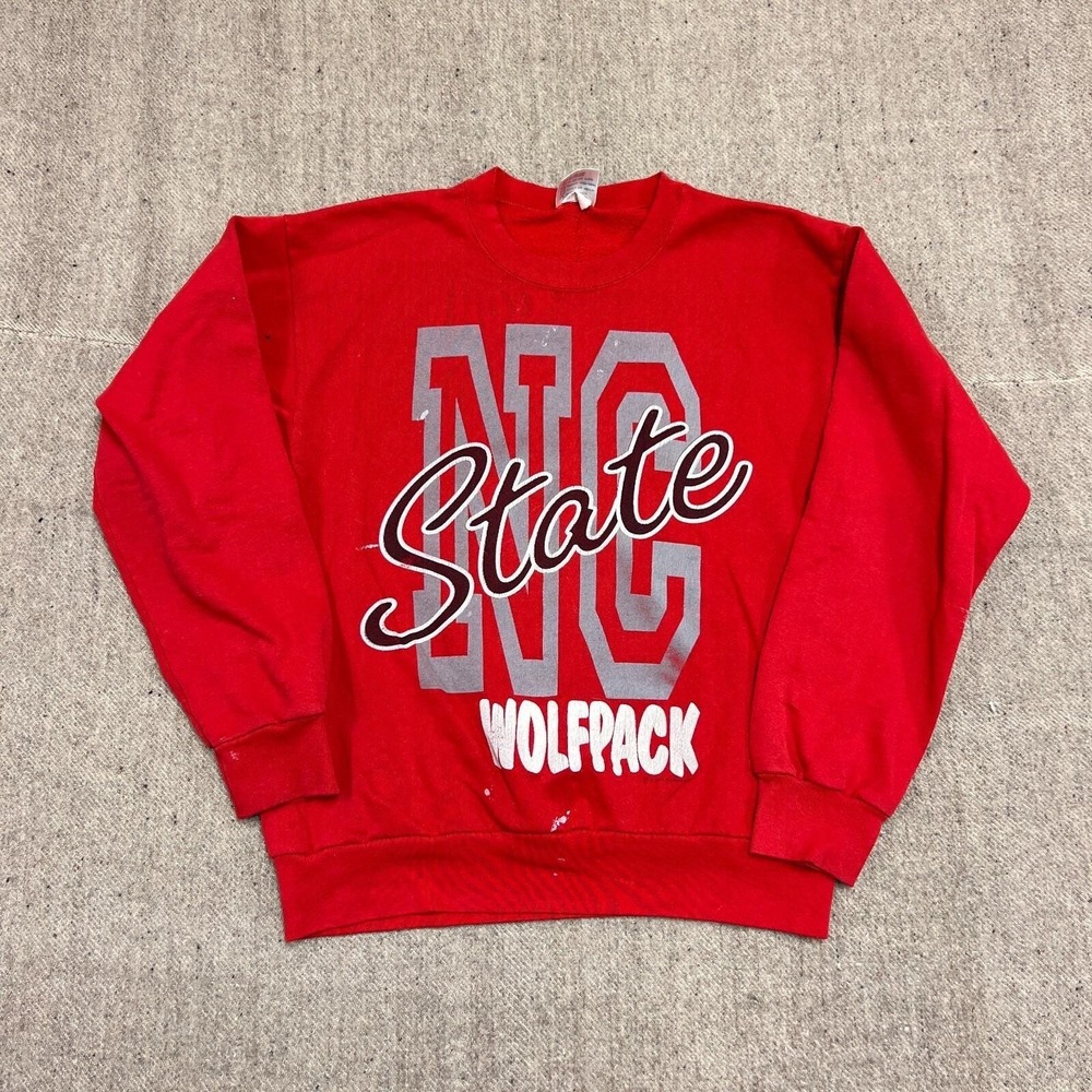 Vintage North Carolina State Wolfpack Sweatshirt Mens Large Red 1990s